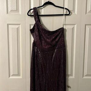 Lulus One Shoulder Silver & Purple Wide Leg Jumpsuit